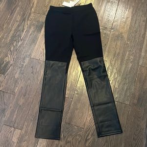 NWT Black pant with Faux Leather accent